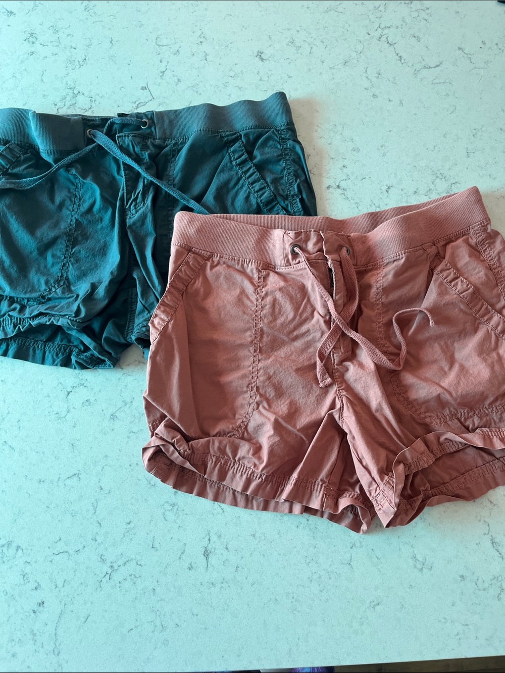 Style & Co. Drawstring Athletic Shorts - Dark Teal & Orange Rose
